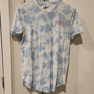 Hollister Blue and White Tie-Dye Tee